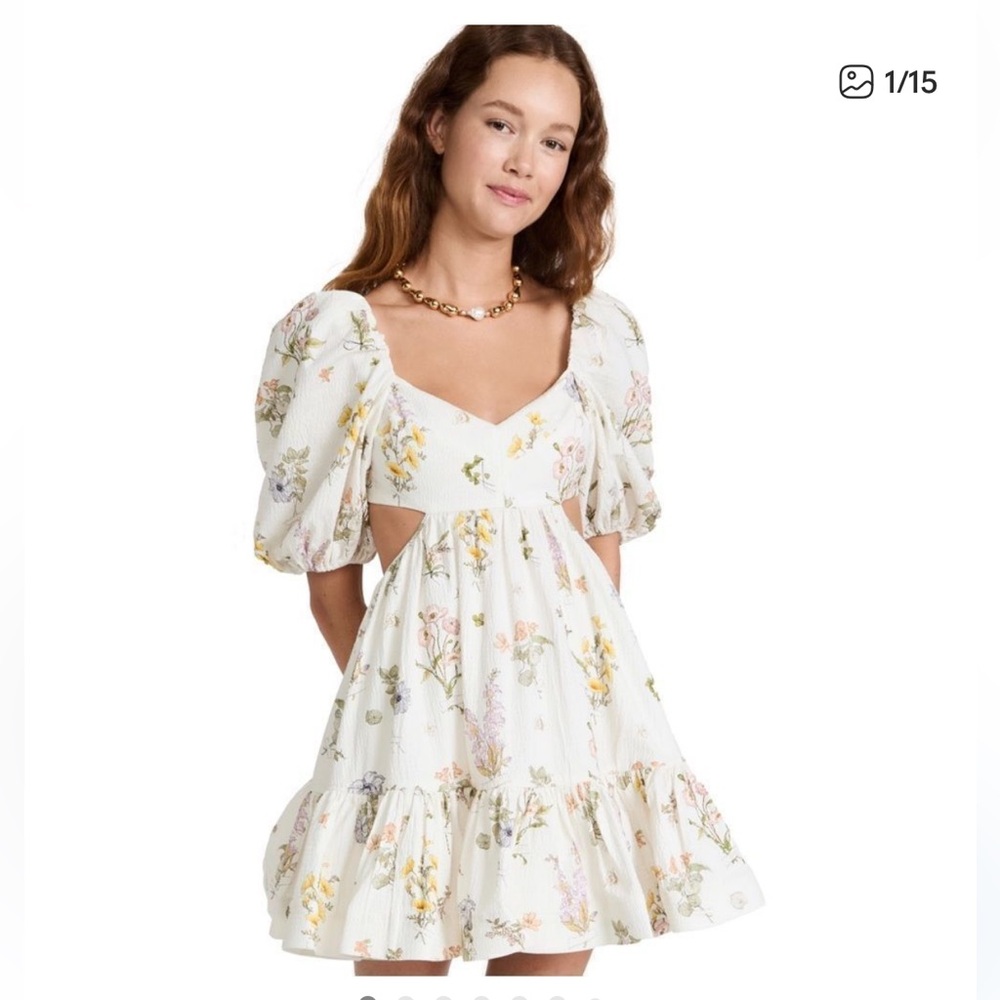 Floral Puff Sleeve Mini Dress Jeannie